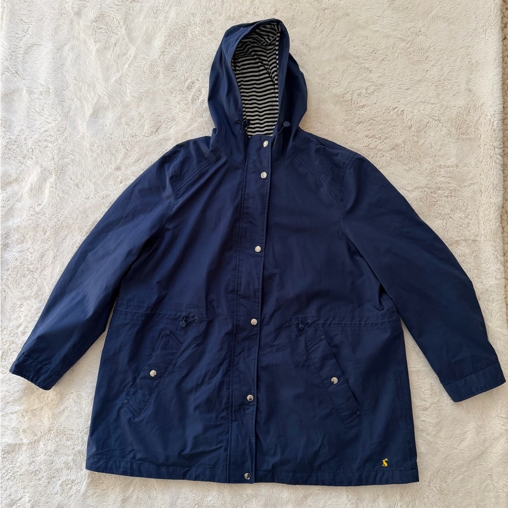 Joules Navy and White Striped Raincoat